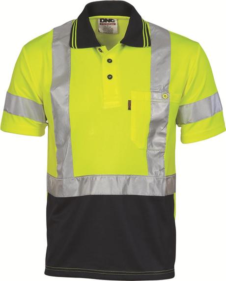 Dnc Hivis D/N Cool Breathe Polo Shirt With Cross Back R/Tape - Short Sleeve (3912) - Star Uniforms Australia