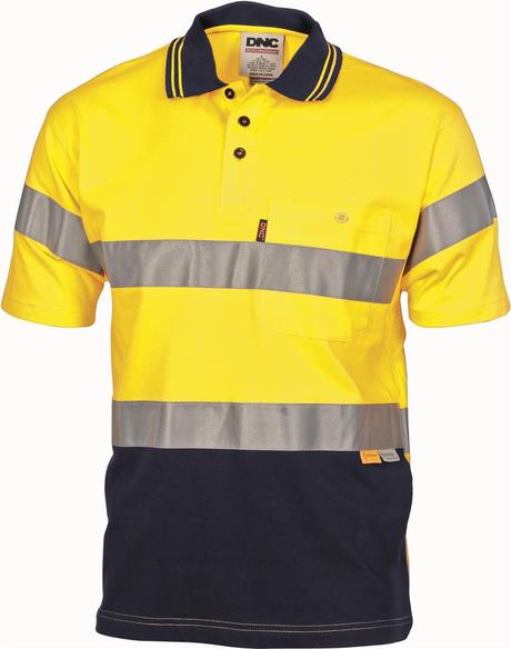 Dnc Hivis Cool-Breeze Cotton Jersey S/S Polo With 3M R/T (3915) - Star Uniforms Australia