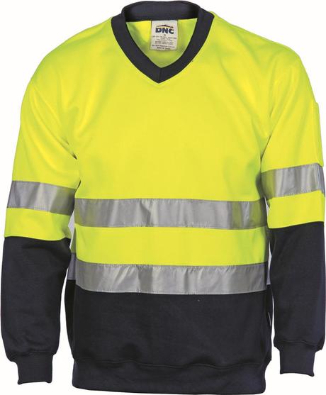 Dnc Hivis Fleecy Sweat Shirt W/Generic Ref. Tape V-Neck (3921) - Star Uniforms Australia