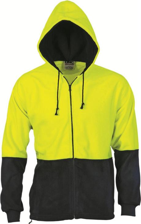 Dnc Hivis Two Tone Full Zip Polar Fleece Hoodie (3927) - Star Uniforms Australia