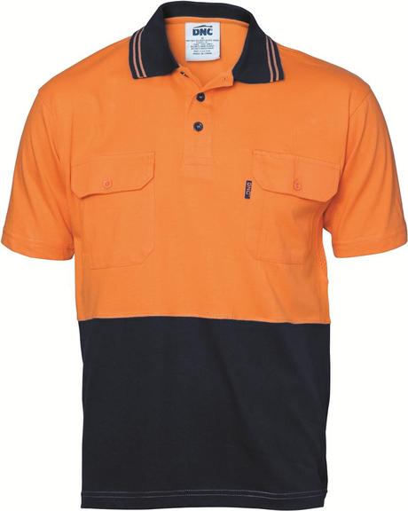 Dnc Hivis Cool-Breeze 2 Tone S/S Cotton Polo With Twin Pocket (3943) - Star Uniforms Australia
