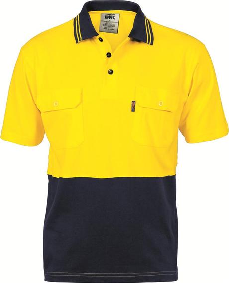 Dnc Hivis Cool-Breeze 2 Tone S/S Cotton Polo With Twin Pocket (3943) - Star Uniforms Australia