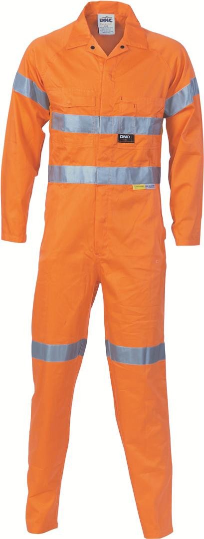 Hivis Cool-Breeze Orange L.Weight Cotton Coverall With 3M R/Tape 3956 - Star Uniforms Australia