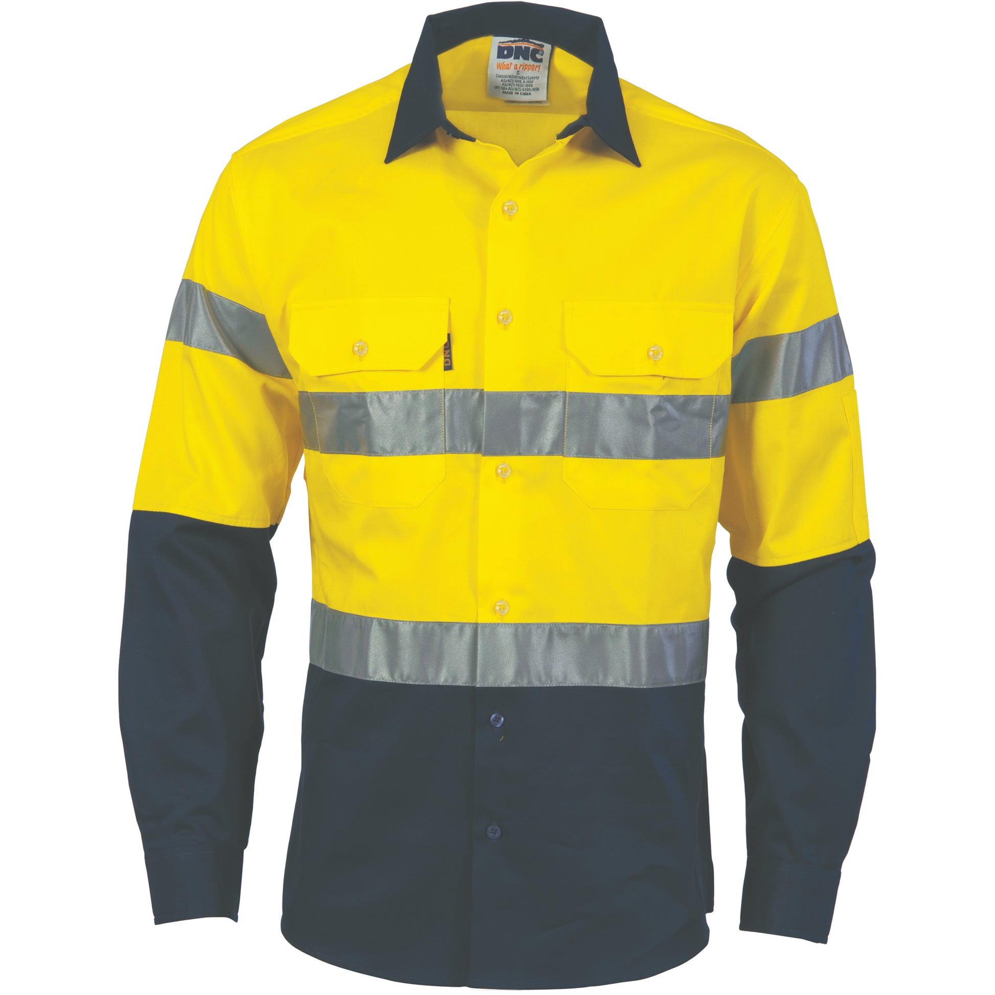 DNC HiVis Cool-Breeze Cotton Shirt with Generic R/Tape - Long sleeve 3966 - Star Uniforms Australia