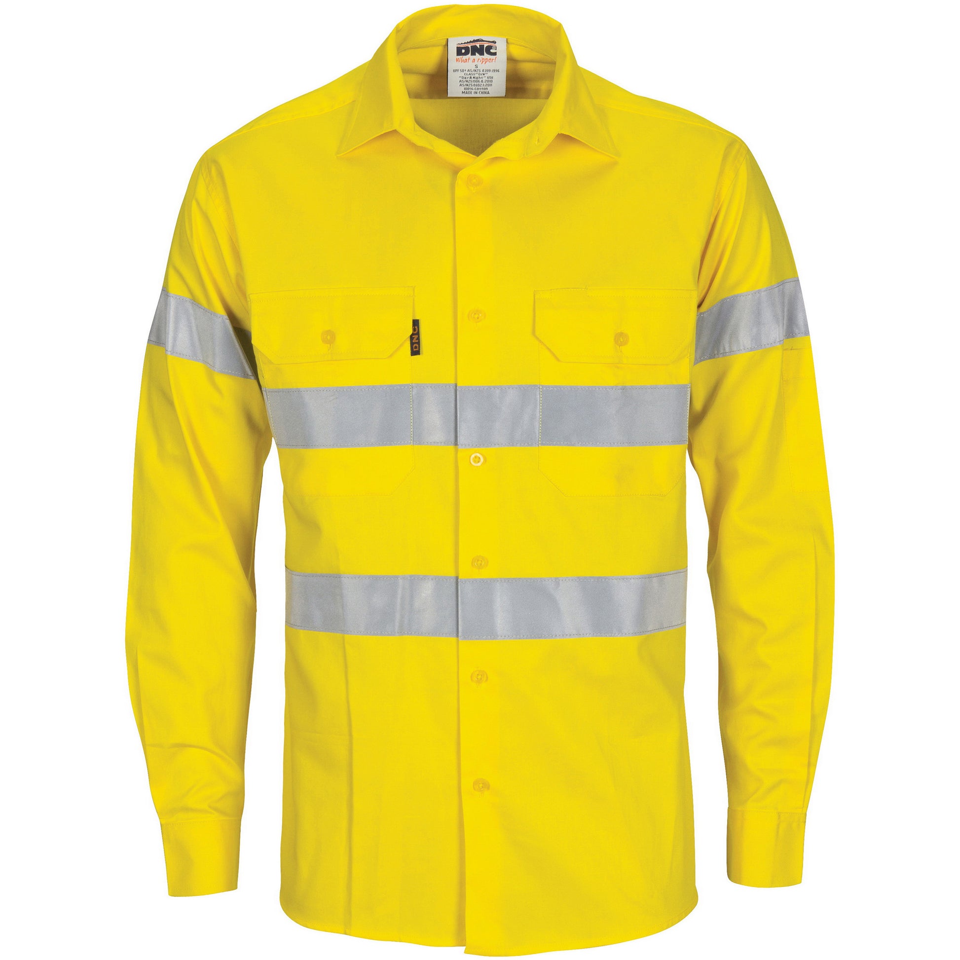 DNC HiVis Cool-Breeze Cotton Shirt with Generic R/Tape - Long sleeve 3967 - Star Uniforms Australia