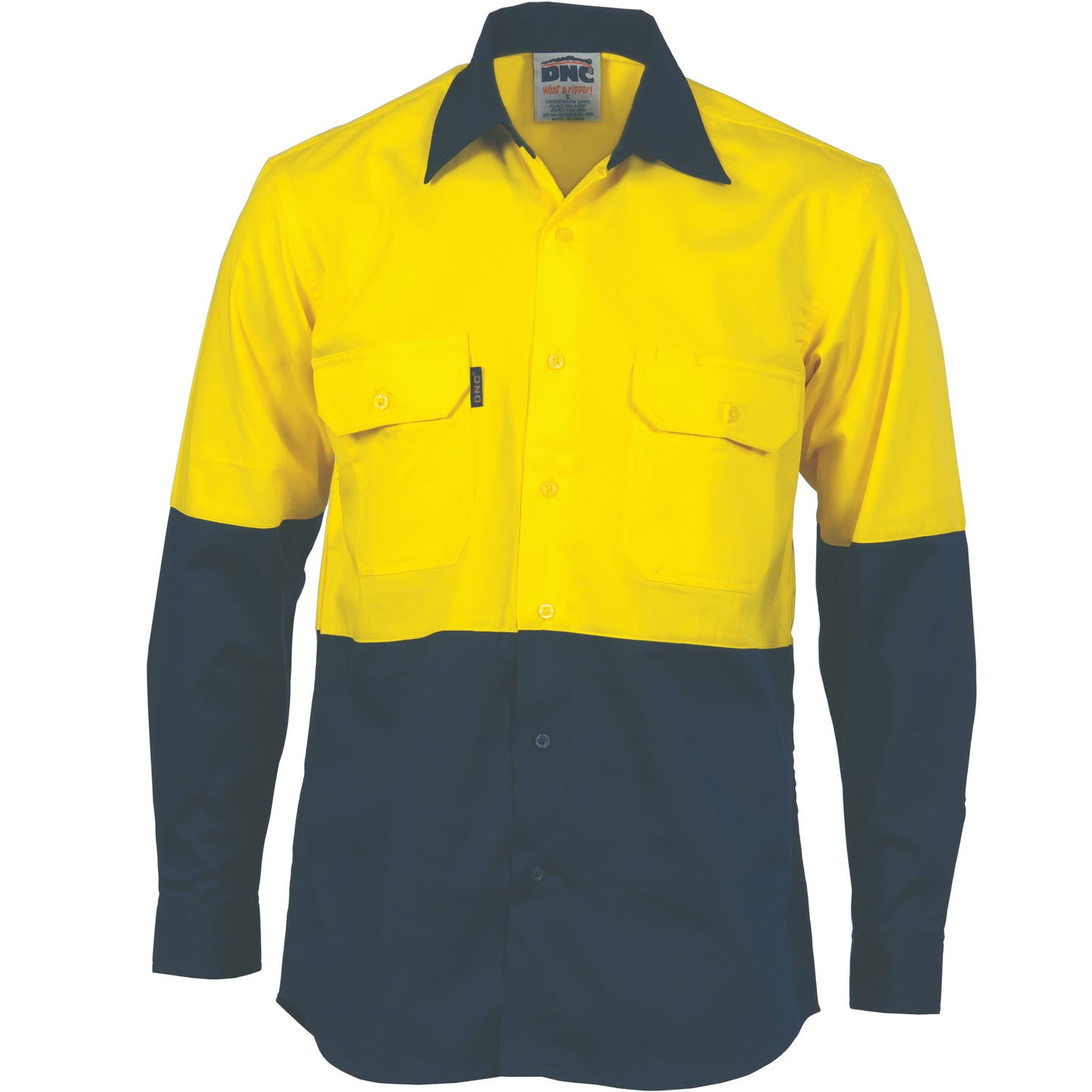 DNC HiVis Two Tone Cotton Drill Vented Shirt - Long Sleeve 3981 - Star Uniforms Australia