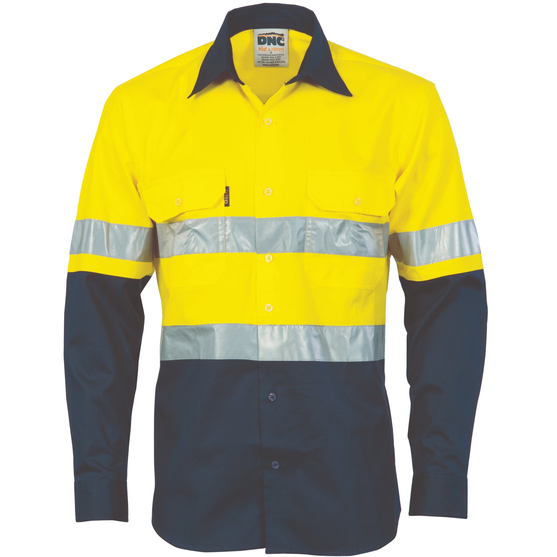DNC HiVis Cool-Breeze Vertical Vented Cotton Shirt with Generic R/Tape - Long sleeve 3984 - Star Uniforms Australia