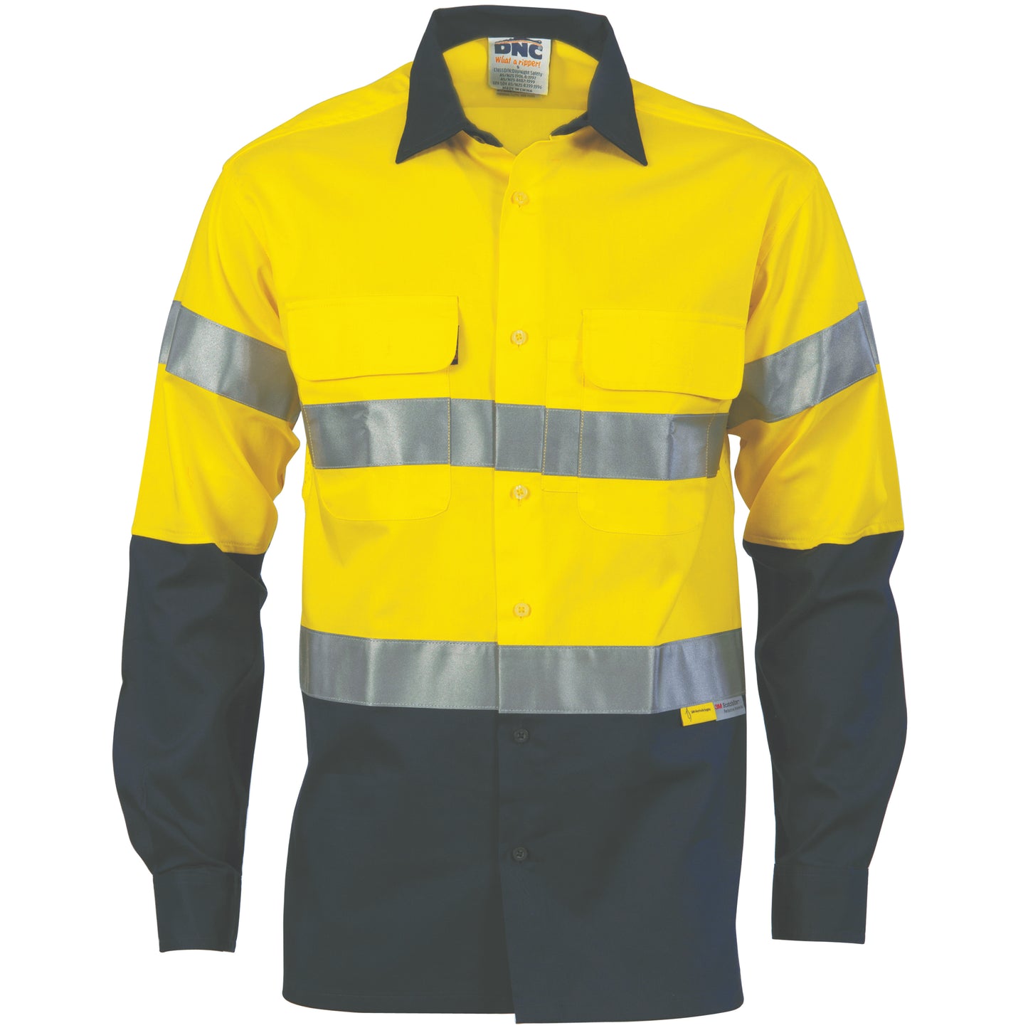 DNC HiVis Cool-Breeze Cotton Shirt with 3M 8906 R/Tape - Long sleeve 3988 - Star Uniforms Australia