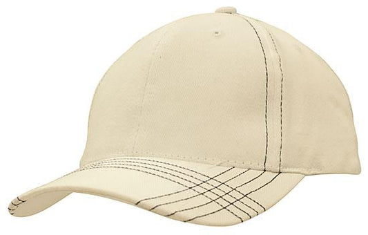 Headwear-Brushed Heavy Cotton with Contrasting Stitching & Cross Stitched Peak-4086
