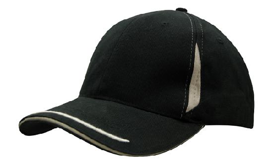 Headwear-Brushed Heavy Cotton with Crown Inserts, Peak Trim & Sandwich Cap-4098