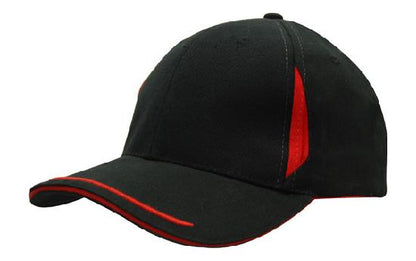 Headwear-Brushed Heavy Cotton with Crown Inserts, Peak Trim & Sandwich Cap-4098