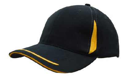 Headwear-Brushed Heavy Cotton with Crown Inserts, Peak Trim & Sandwich Cap-4098