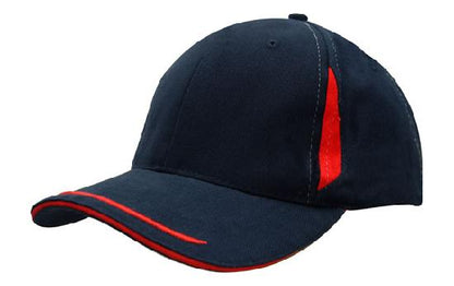 Headwear-Brushed Heavy Cotton with Crown Inserts, Peak Trim & Sandwich Cap-4098