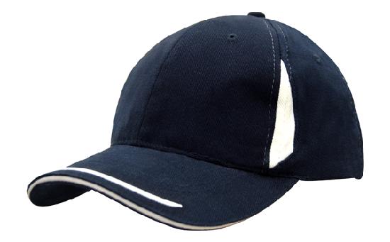 Headwear-Brushed Heavy Cotton with Crown Inserts, Peak Trim & Sandwich Cap-4098