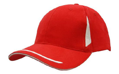 Headwear-Brushed Heavy Cotton with Crown Inserts, Peak Trim & Sandwich Cap-4098