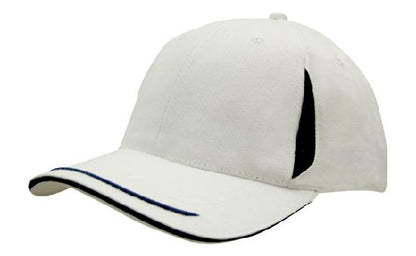 Headwear-Brushed Heavy Cotton with Crown Inserts, Peak Trim & Sandwich Cap-4098