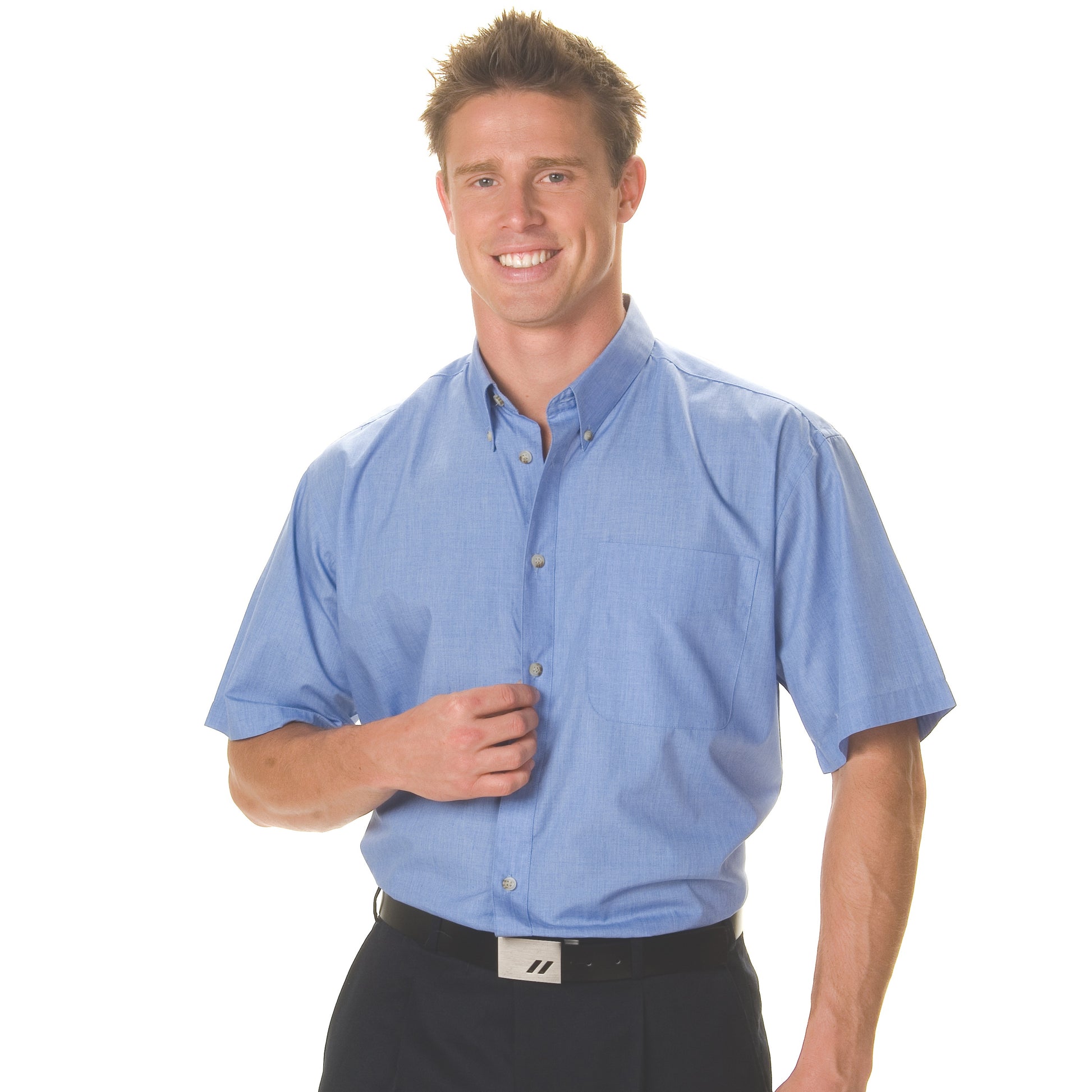 DNC Polyester Cotton Chambray Business Shirt - Short Sleeve 4121 - Star Uniforms Australia