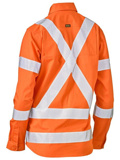 Bisley Women's X Taped Biomotion Hi Vis Cool Lightweight Drill Shirt-BL6166XT