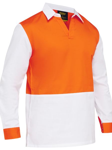 Bisley-Two Tone Hi Vis V-Neck Long Sleeve Shirt-BS6405