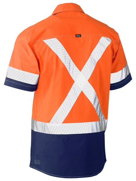 Bisley Flex & Move Two Tone Hi Vis Stretch Utility Shirt-Short Sleeve-BS1177XT