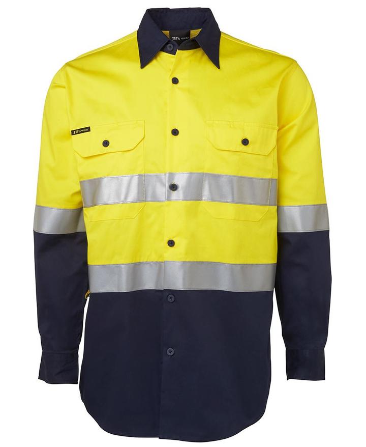 Jb's - Hi Vis Long Sleeve (D+N) 150g Work Shirt - Adults - 6DNWL - 1st