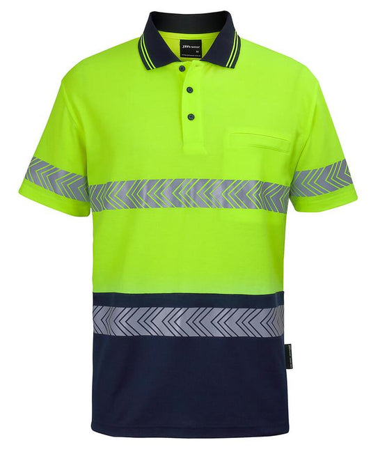 JB's - Hi Vis (D+N) Cotton Back S/S Segmented Tape Polo - 6HMSS
