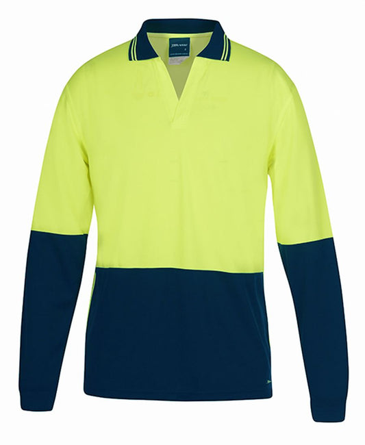 JB's Wear Hi Vis L/S Non Button Polo 6HNBL - Star Uniforms Australia