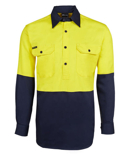 Jb'S Wear Hi Vis L/S 190G Close Front Shirt 6Hvcf - Star Uniforms Australia