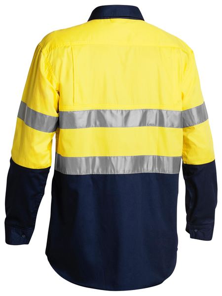 Bisley 2 Tone Hi Vis Gusset Cuff Shirt 3M Reflective Tape-Long Sleeve-BS6896