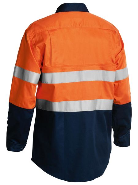 Bisley 2 Tone Hi Vis Gusset Cuff Shirt 3M Reflective Tape-Long Sleeve-BS6896