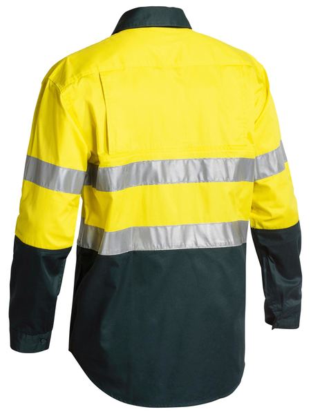 Bisley 2 Tone Hi Vis Gusset Cuff Shirt 3M Reflective Tape-Long Sleeve-BS6896