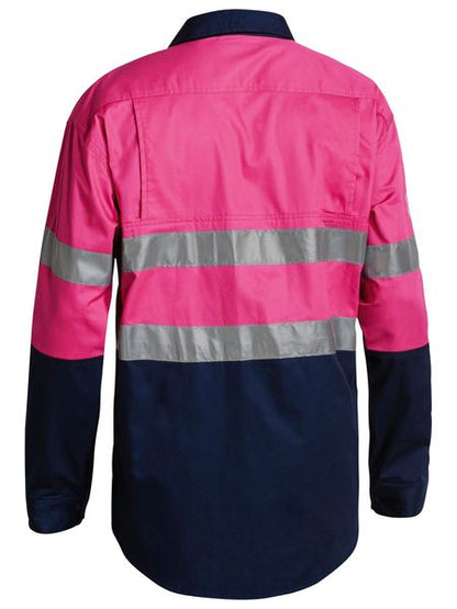 Bisley 2 Tone Hi Vis Gusset Cuff Shirt 3M Reflective Tape-Long Sleeve-BS6896