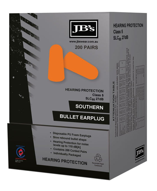 JB's Wear - Southern Bullet Earplug (200 Pair)-8P085