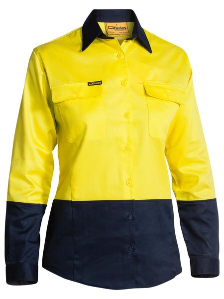 Bisley Ladies 2 Tone Hi Vis Drill Shirt - Long Sleeve-BL6267