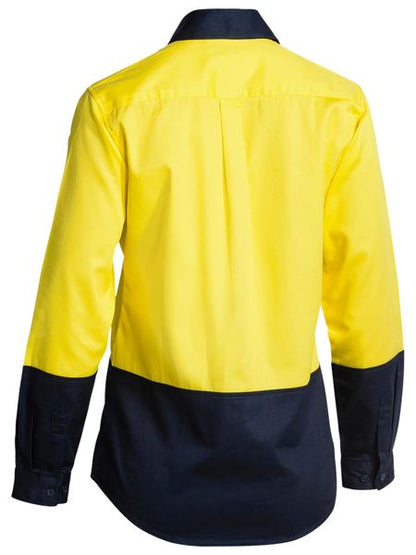 Bisley Ladies 2 Tone Hi Vis Drill Shirt - Long Sleeve-BL6267