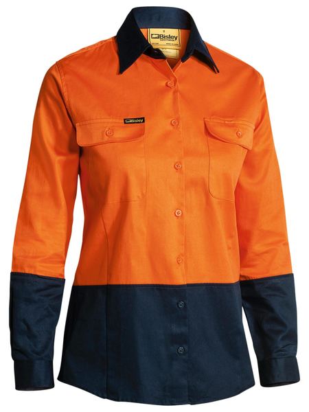 Bisley Ladies 2 Tone Hi Vis Drill Shirt - Long Sleeve-BL6267