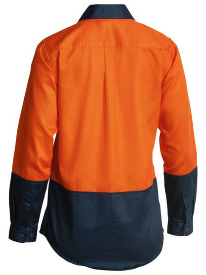 Bisley Ladies 2 Tone Hi Vis Drill Shirt - Long Sleeve-BL6267