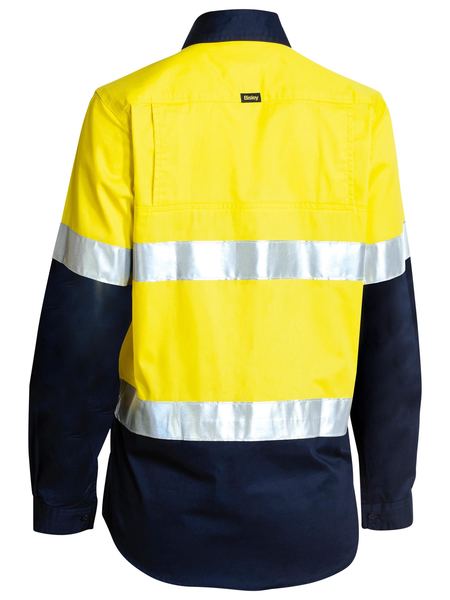 Bisley Womens 3M Taped Two Tone Hi Vis Cool Lightweight Shirt - Long Sleeve-BL6896