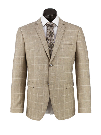 Boulvandre-2932 Wool Blend Windowpane Check Suit With Stretch