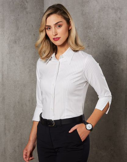 Winning Spirit-Women's Pin Stripe 3/4 Sleeve Shirt-BS18