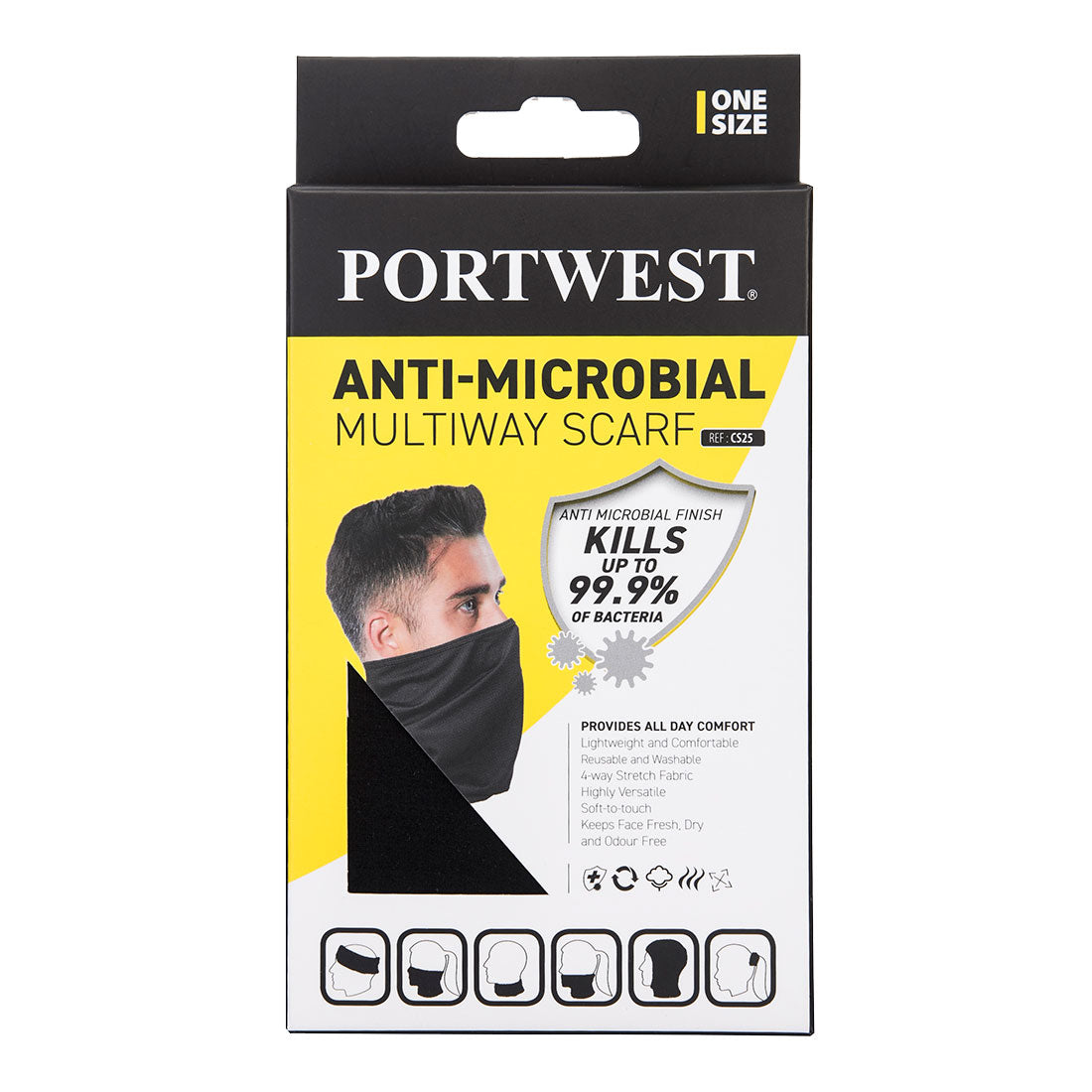 Portwest-CS25 - Anti-Microbial Multiway Scarf