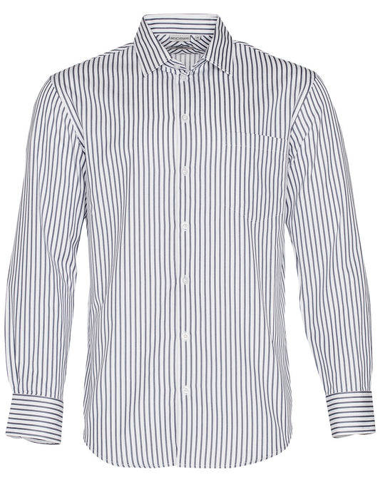 Winning Spirit-Men's Sateen Stripe Long Sleeve Shirt-M7310L