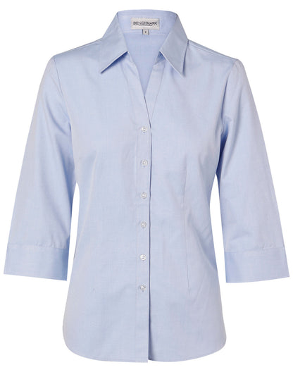 Winning Spirit-Women's Fine Chambray 3/4 Sleeve Shirt -M8013