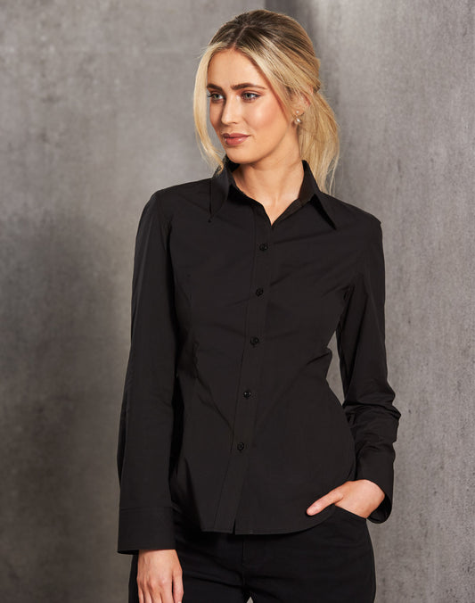 Winning Spirit- Women's Cotton/Poly Stretch Long Sleeve Shirt-M8020L