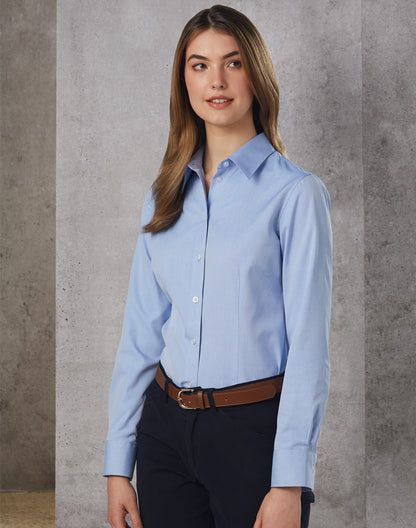 Winning Spirit-Women's CVC Oxford Long Sleeve Shirt -M8040L