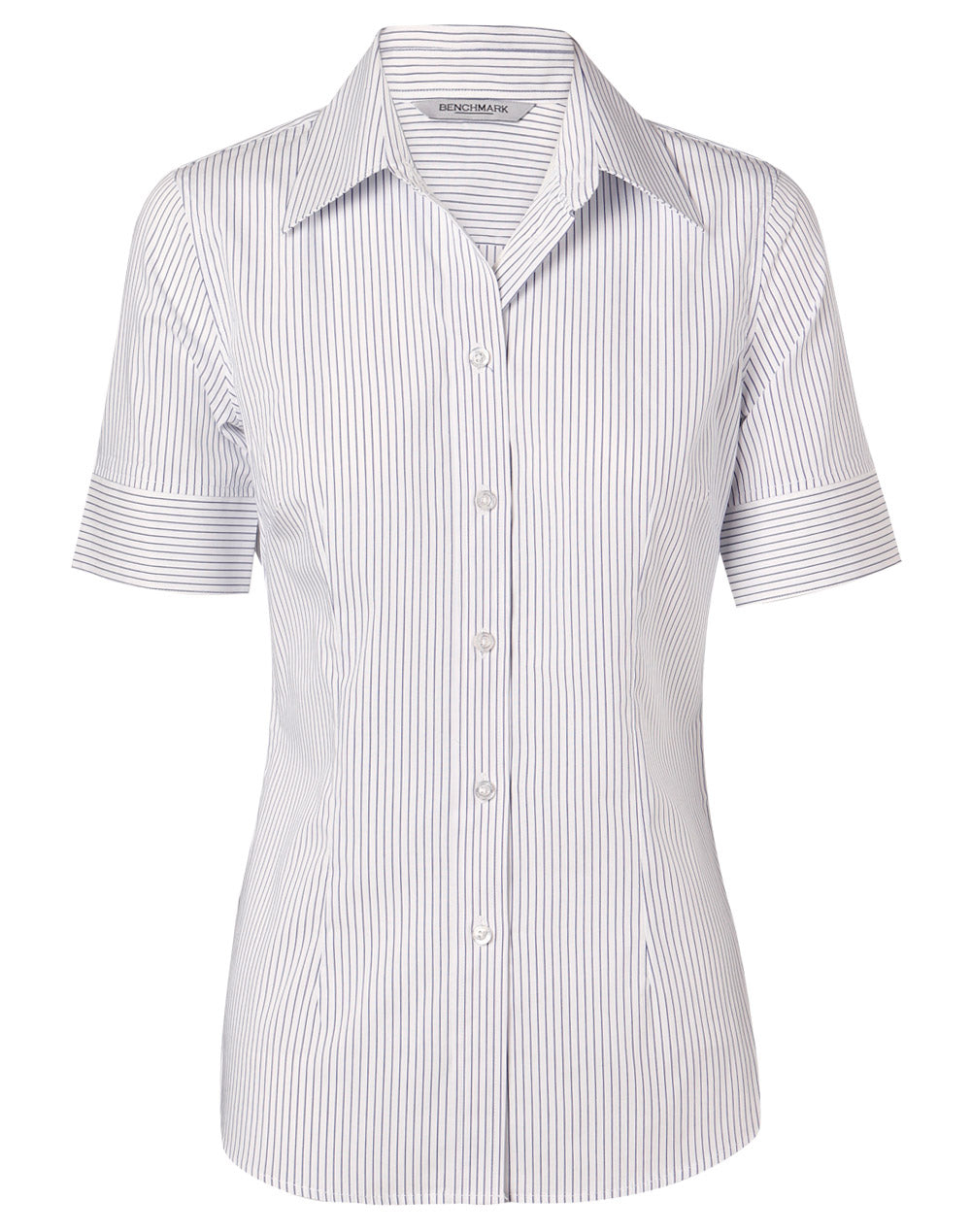 Winning Spirit -Women's Ticking Stripe Short Sleeve Shirt- M8200S