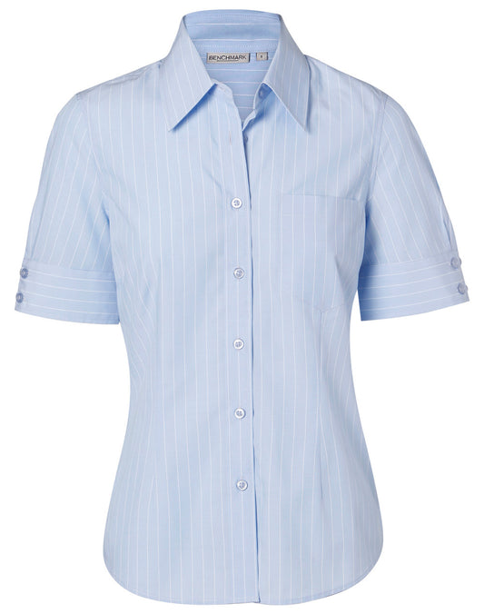 Winning Spirit-Women's Pin Stripe Short Sleeve Shirt-M8224