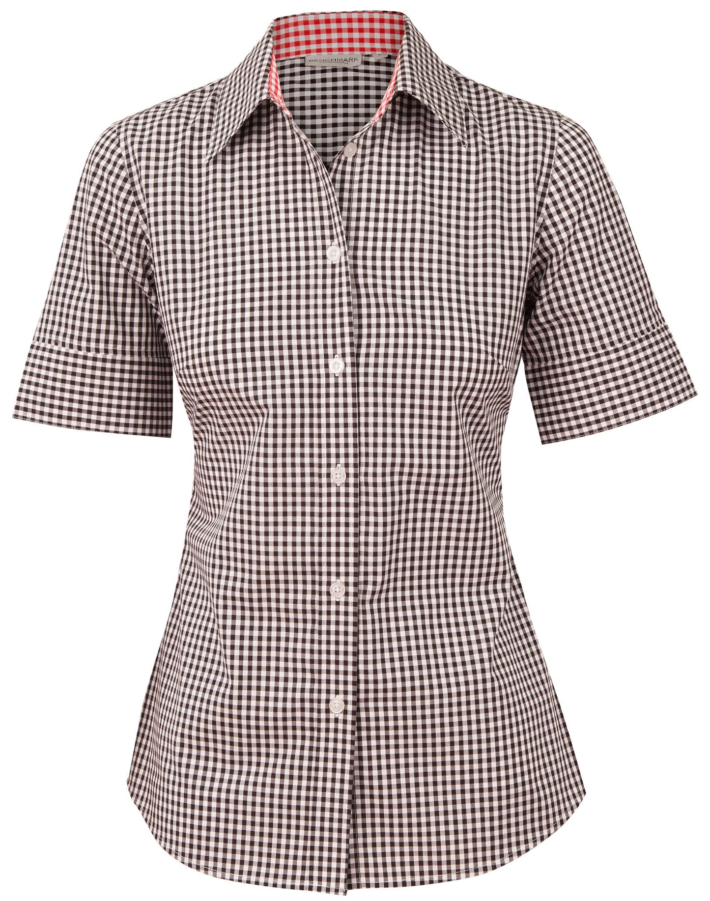 Winning Spirit -Ladies’ Gingham Check Short Sleeve Shirt-M8330S