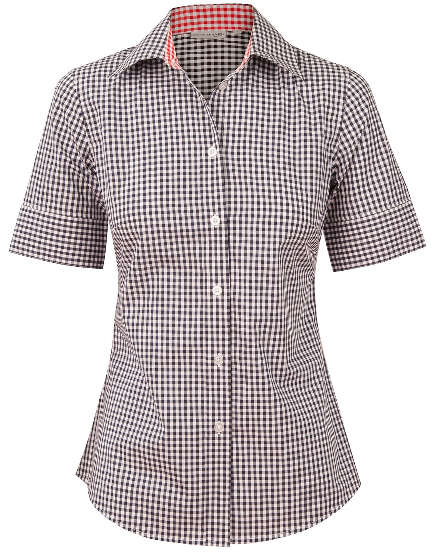 Winning Spirit -Ladies’ Gingham Check Short Sleeve Shirt-M8330S