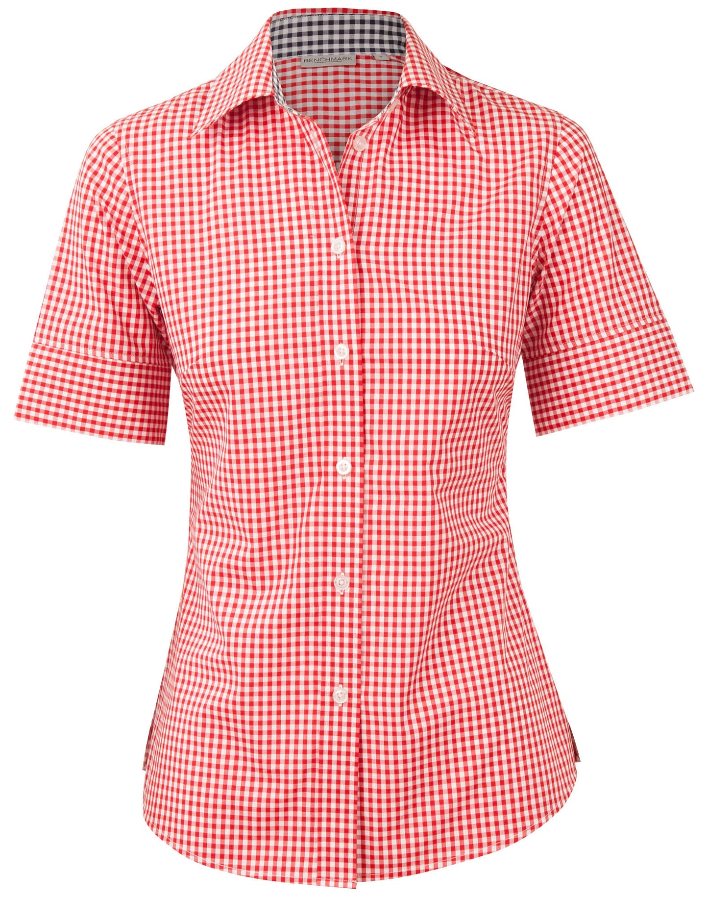 Winning Spirit -Ladies’ Gingham Check Short Sleeve Shirt-M8330S